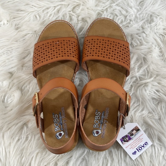 BOBS FROM SKECHERS Memory Foam Desert Kiss Sunny Flair Size 9 Brown Vegan NEW - Picture 6 of 14